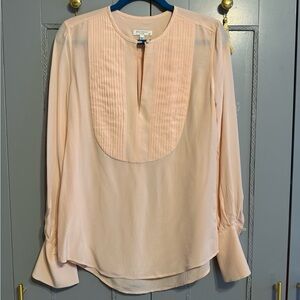 Equipment Women's Pale Blush Pleated Bib Silk Blouse